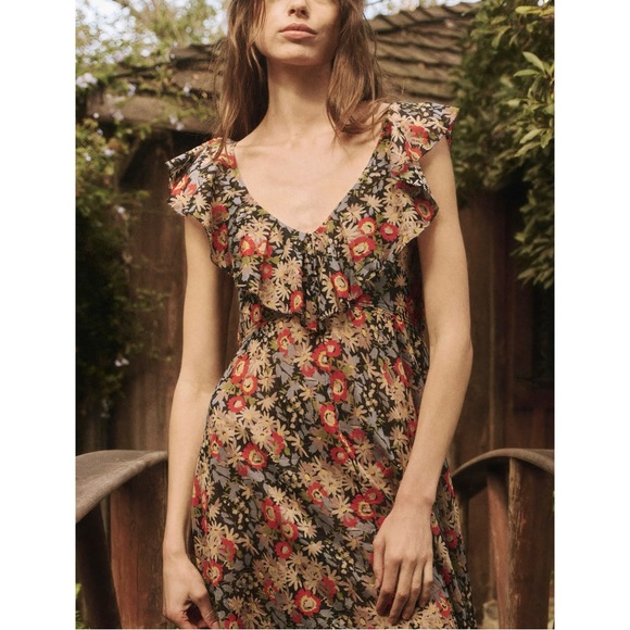 THE GREAT. Maxi Floral The Geranium Ruffle Dress - Picture 4 of 7